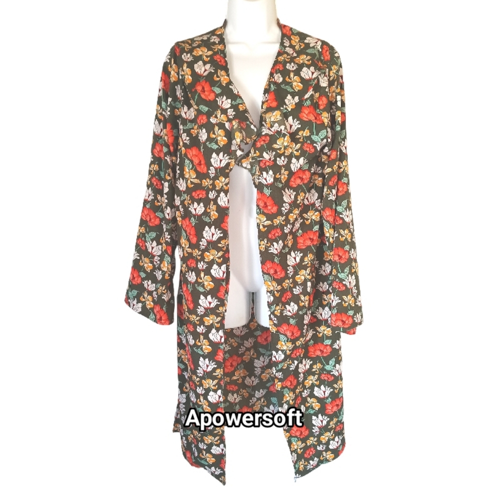 Kobi Green Floral Ruffle Duster (0526)